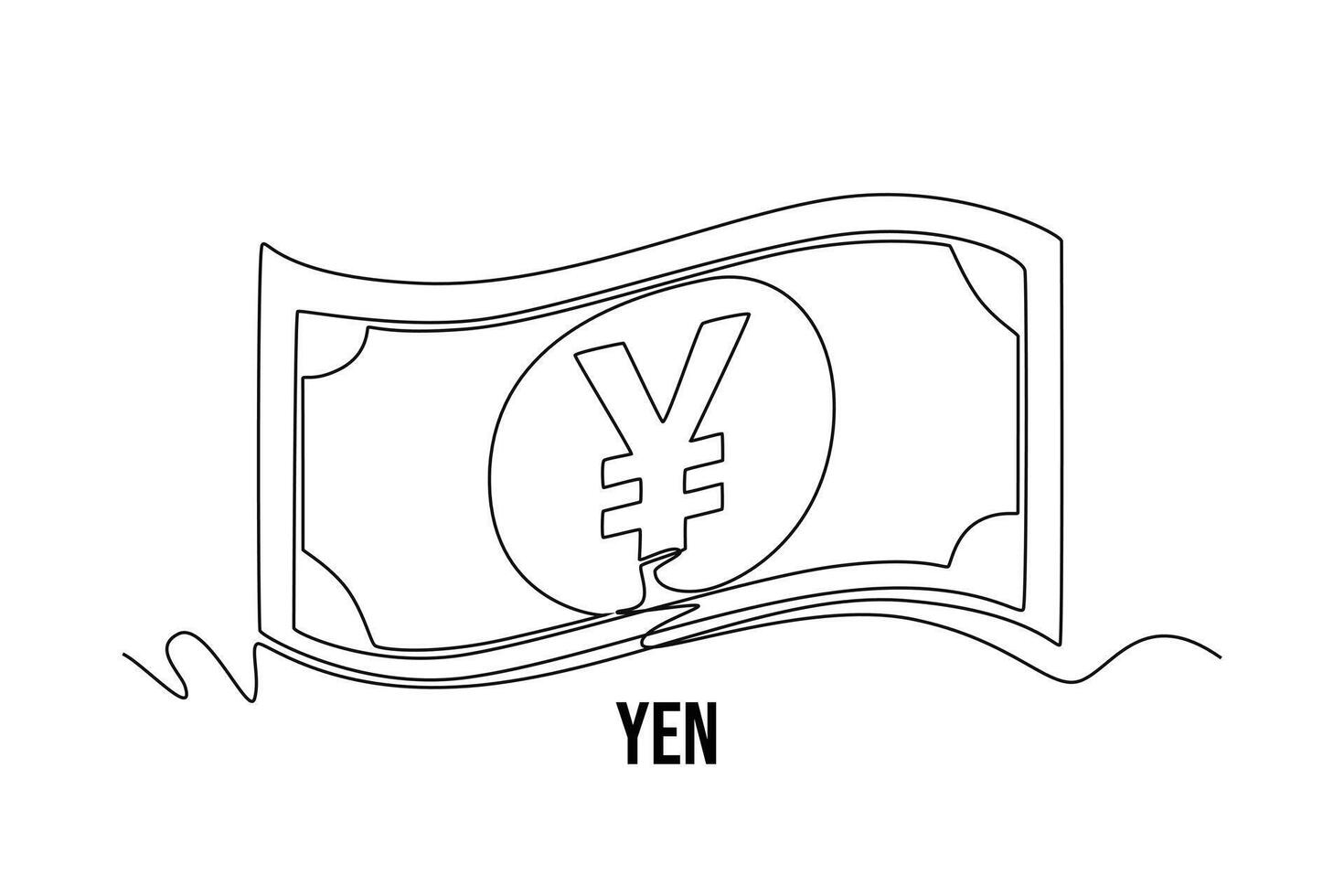 One continuous line drawing of currency from country. Money concept, Doodle illustration in simple linear style. vector