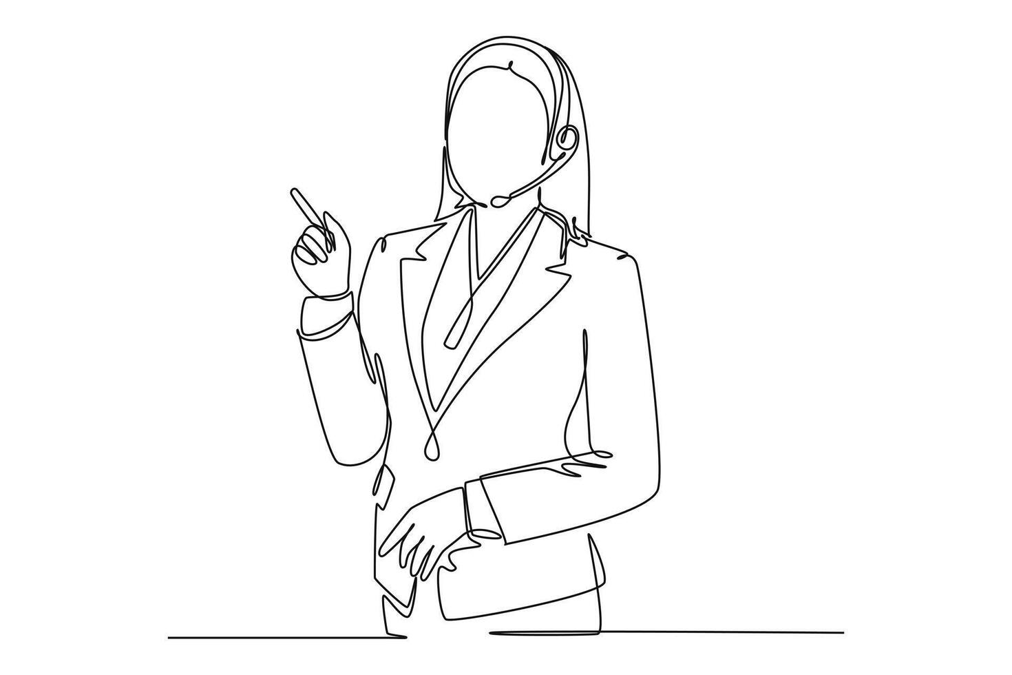 Continuous one line drawing customer support service concept. Doodle illustration. vector
