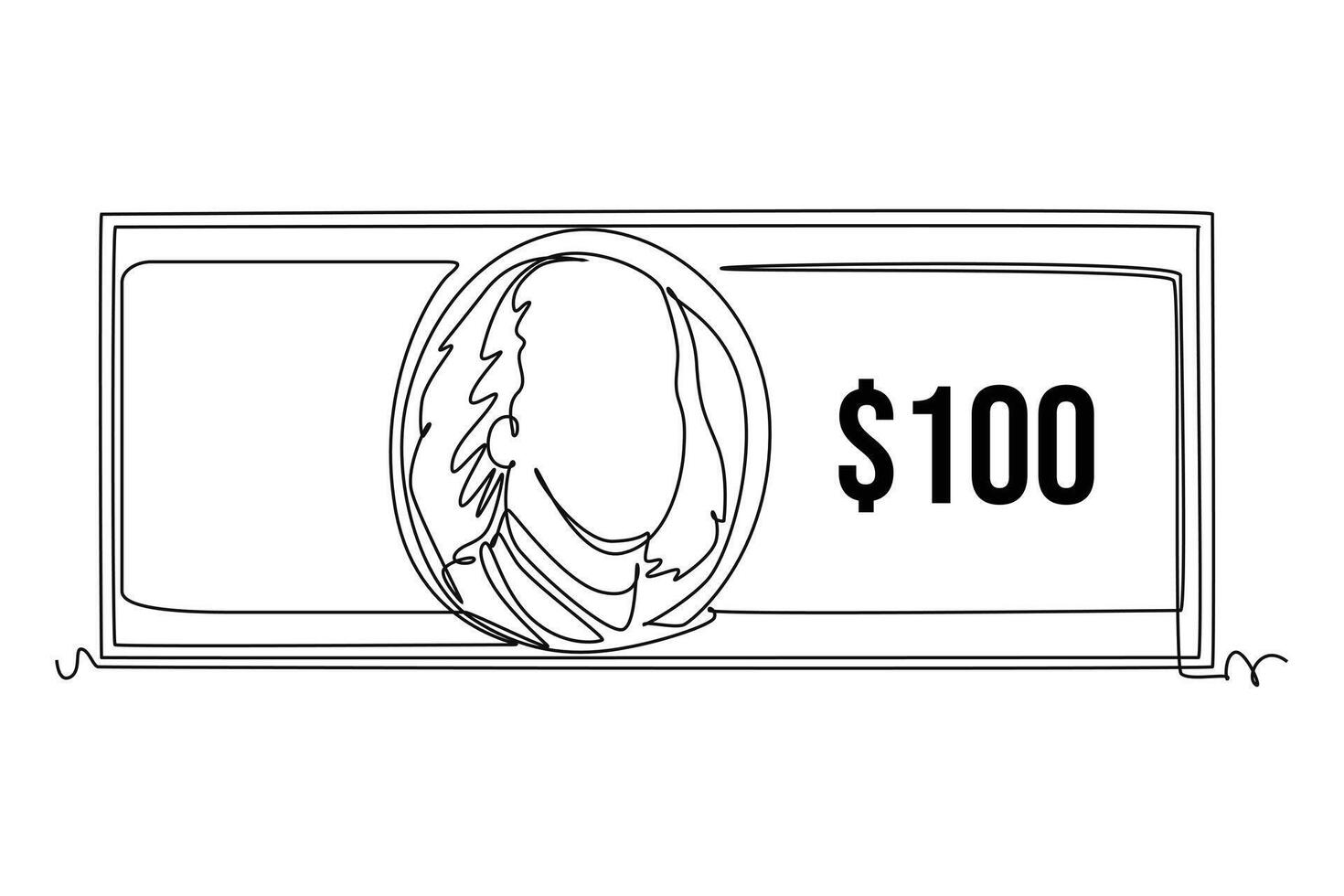 One continuous line drawing of currency from country. Money concept, Doodle illustration in simple linear style. vector