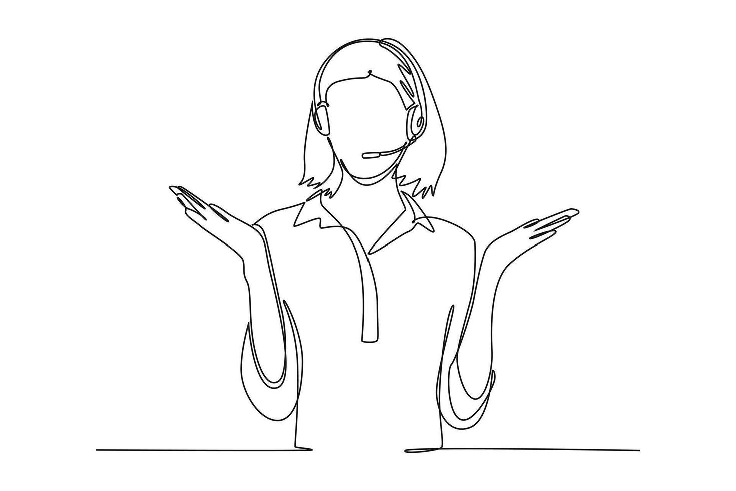 Continuous one line drawing customer support service concept. Doodle illustration. vector