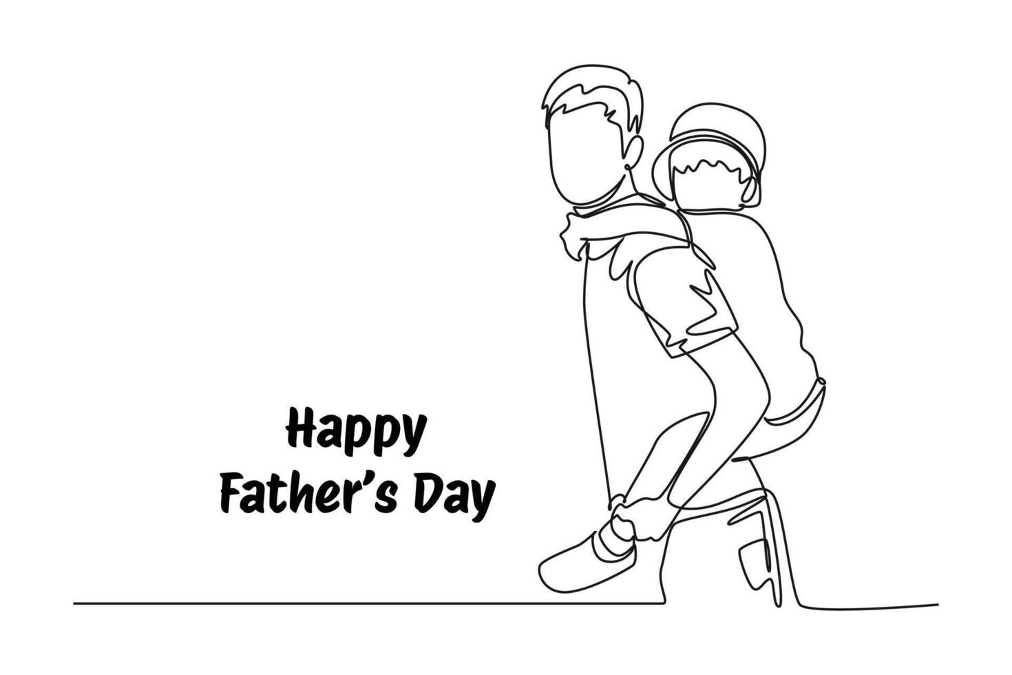 One continuous line drawing of Happy father's day. Doodle illustration in simple linear style. vector