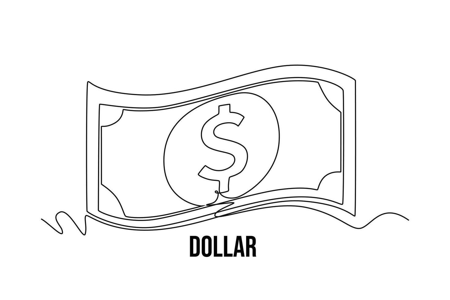 One continuous line drawing of currency from country. Money concept, Doodle illustration in simple linear style. vector