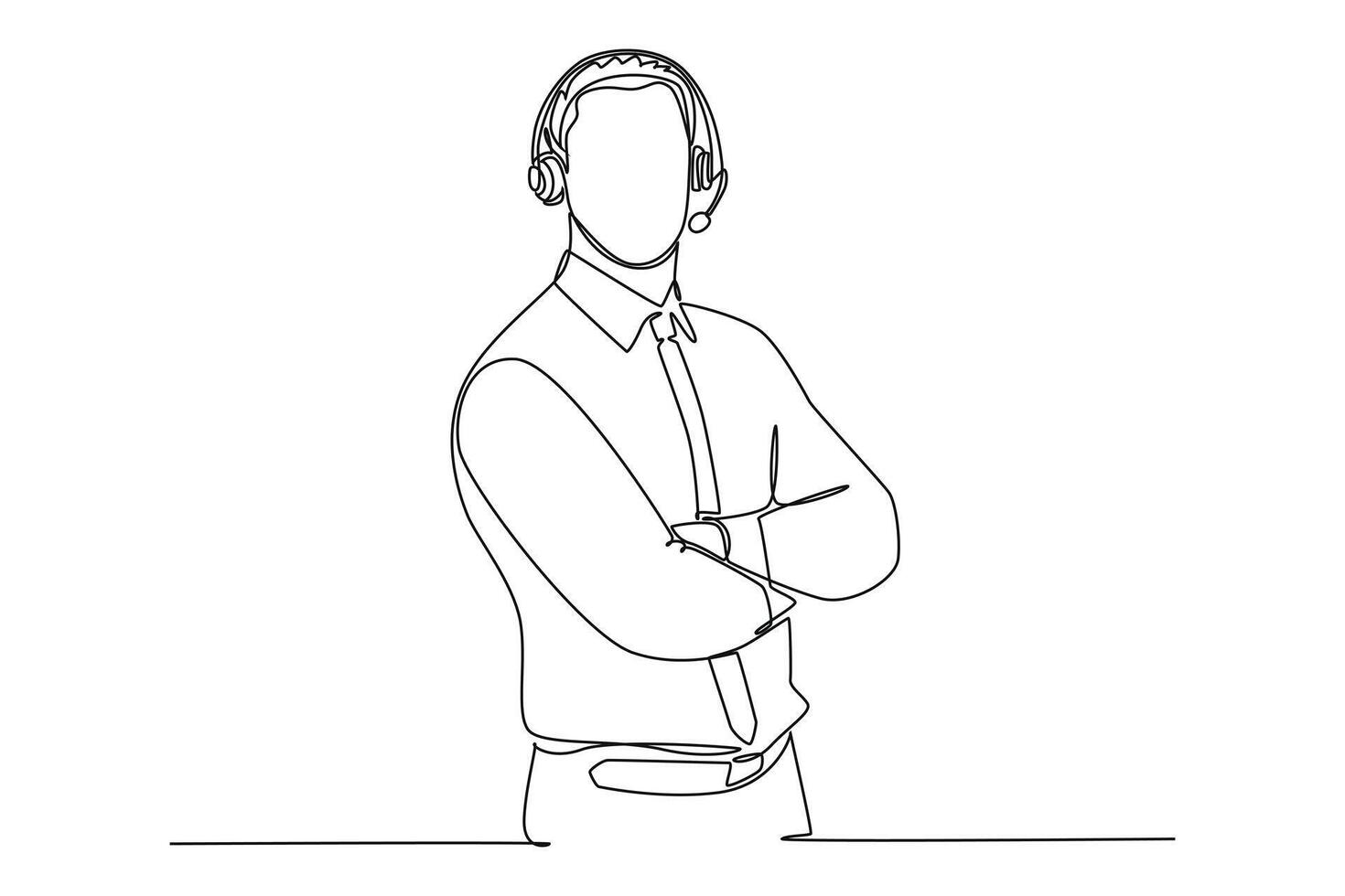 Continuous one line drawing customer support service concept. Doodle illustration. vector