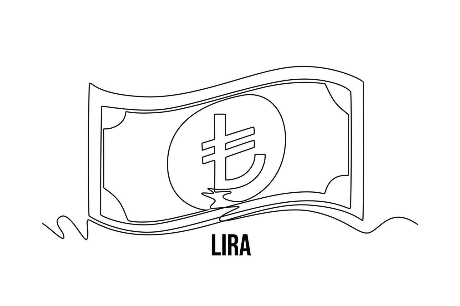 One continuous line drawing of currency from country. Money concept, Doodle illustration in simple linear style. vector