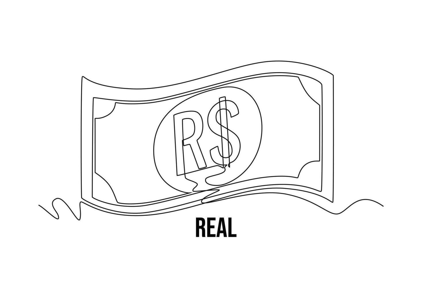 One continuous line drawing of currency from country. Money concept, Doodle illustration in simple linear style. vector