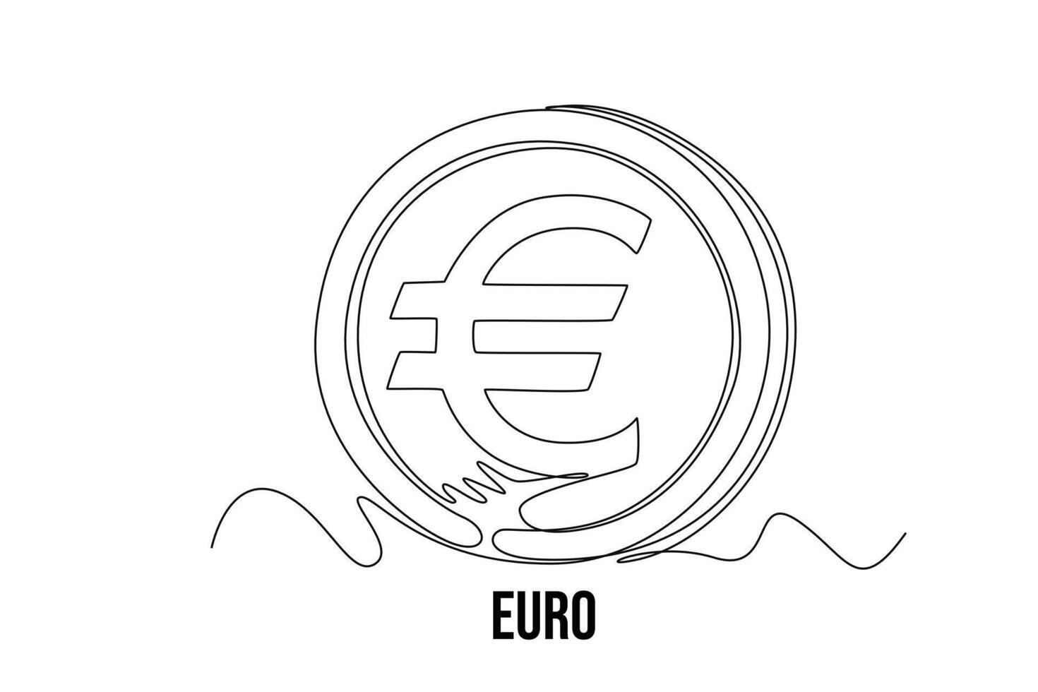 One continuous line drawing of currency from country. Money concept, Doodle illustration in simple linear style. vector