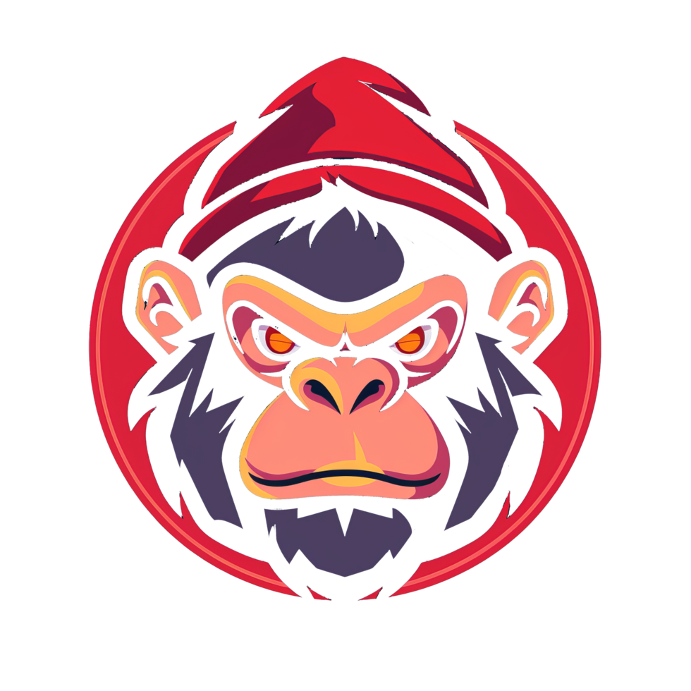 Intense monkey with a red hat ready for action png
