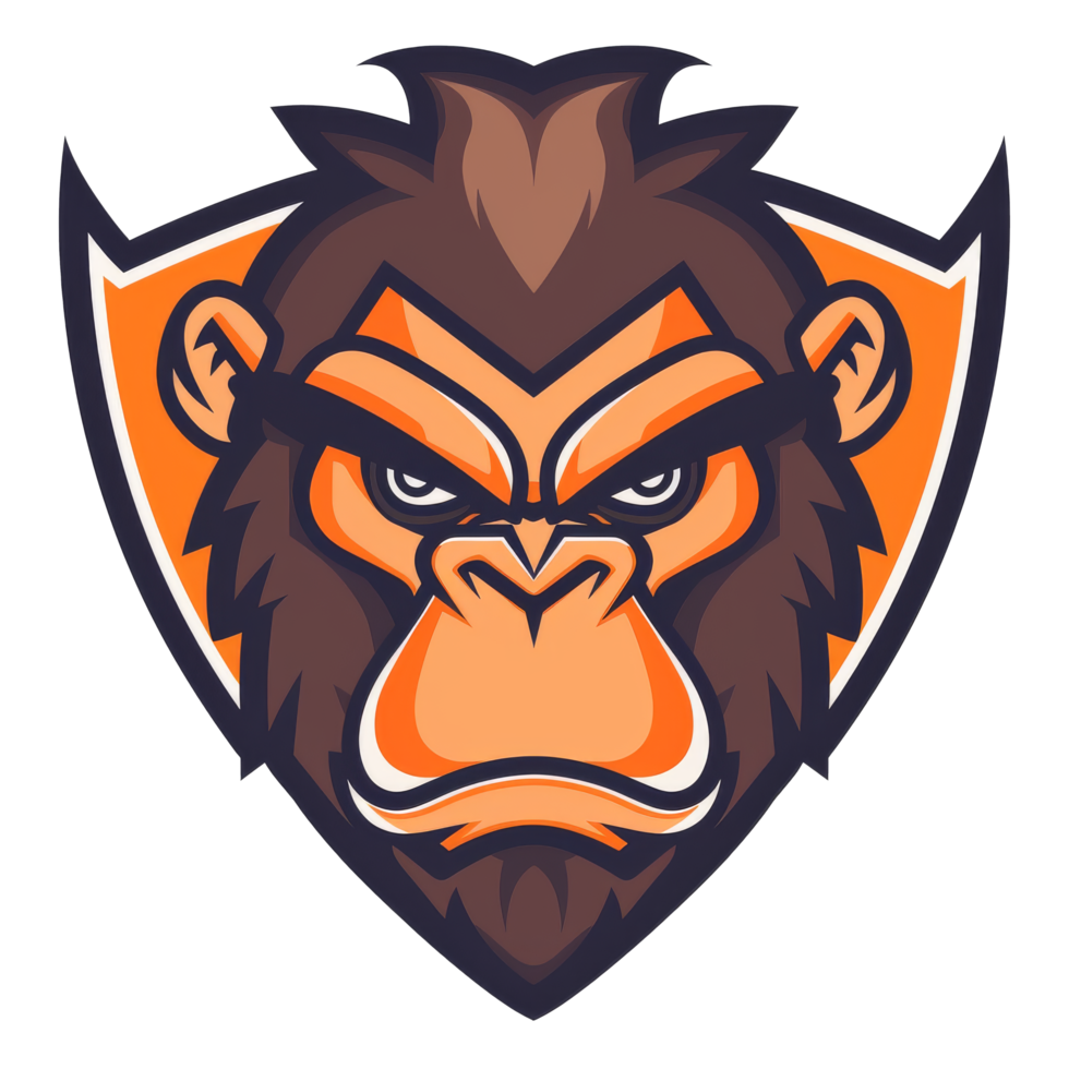 Fierce monkey mascot with intense gaze png