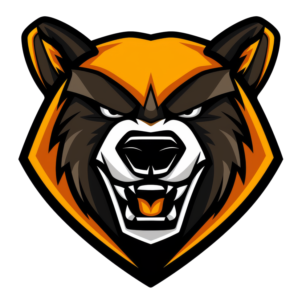 Intense bear mascot with a fierce glare png