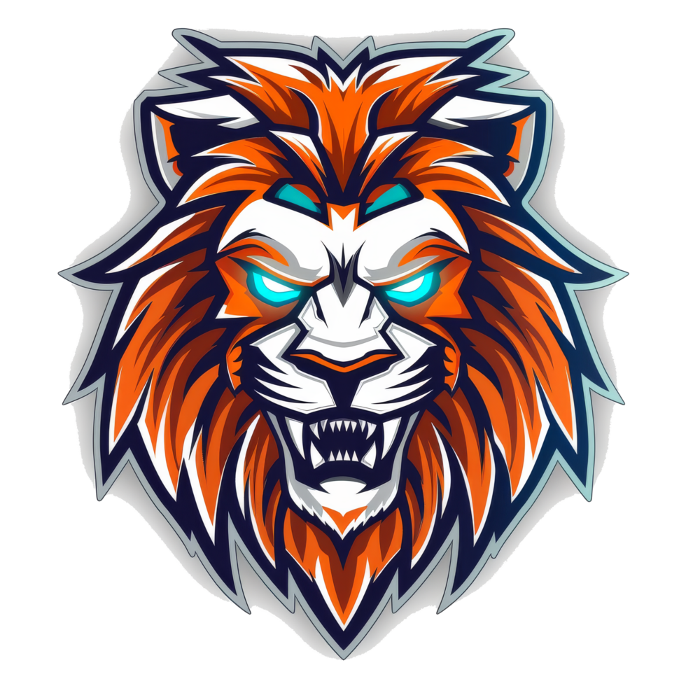 intense Lion mascotte avec une ardent crinière png