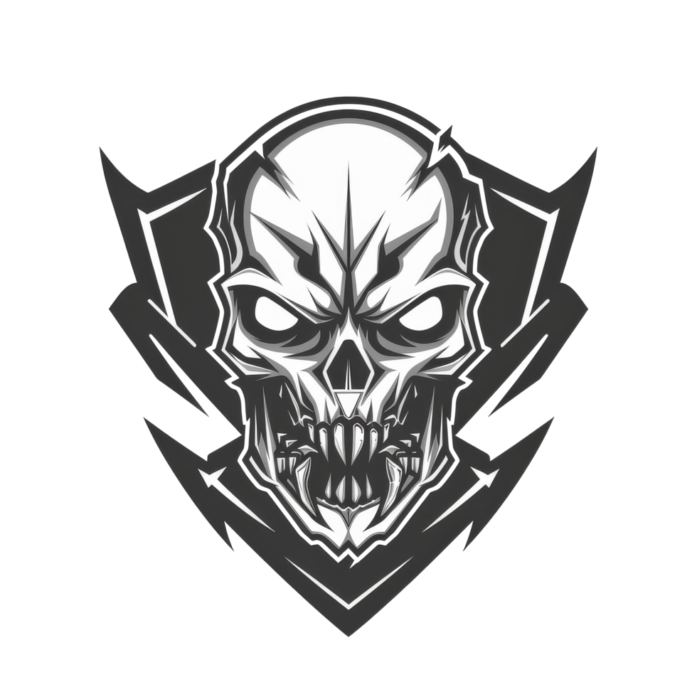 Stylized skull emblem with sharp edges png