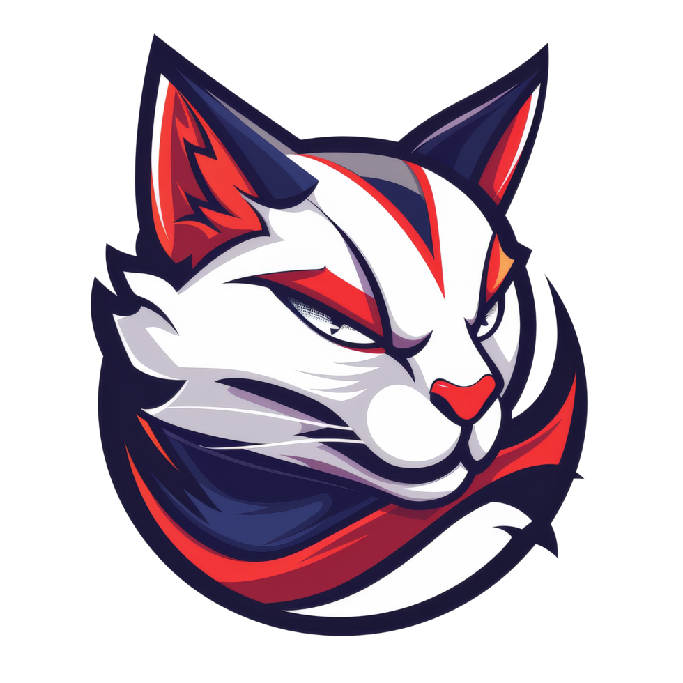 Fierce stylized cat with striking colors and bold design png