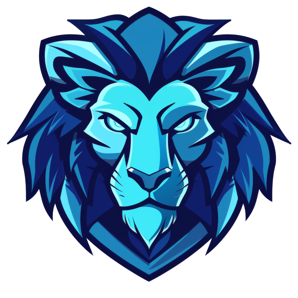 majestuoso azul león ilustración mostrando fuerza y frescura png