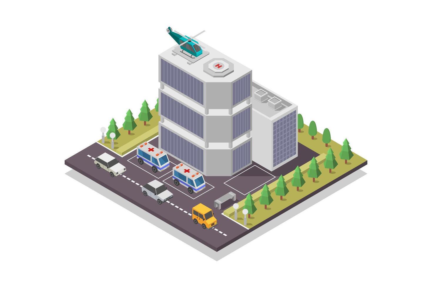 Isometric hospital on white background vector