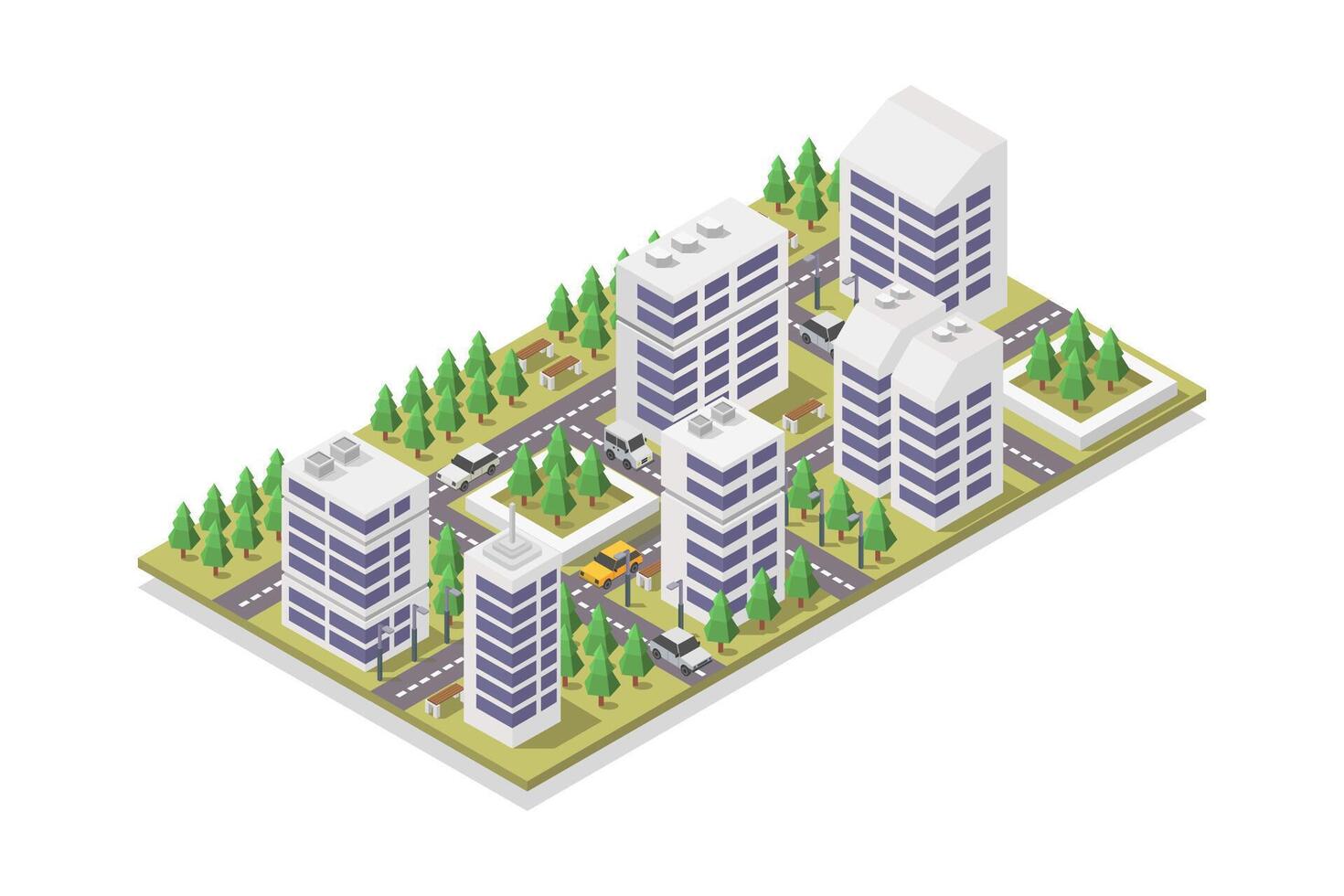 Isometric city on white background vector