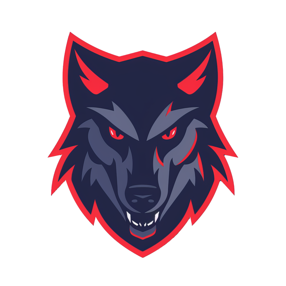 feroz lobo con brillante rojo ojos en un sorprendentes emblema png