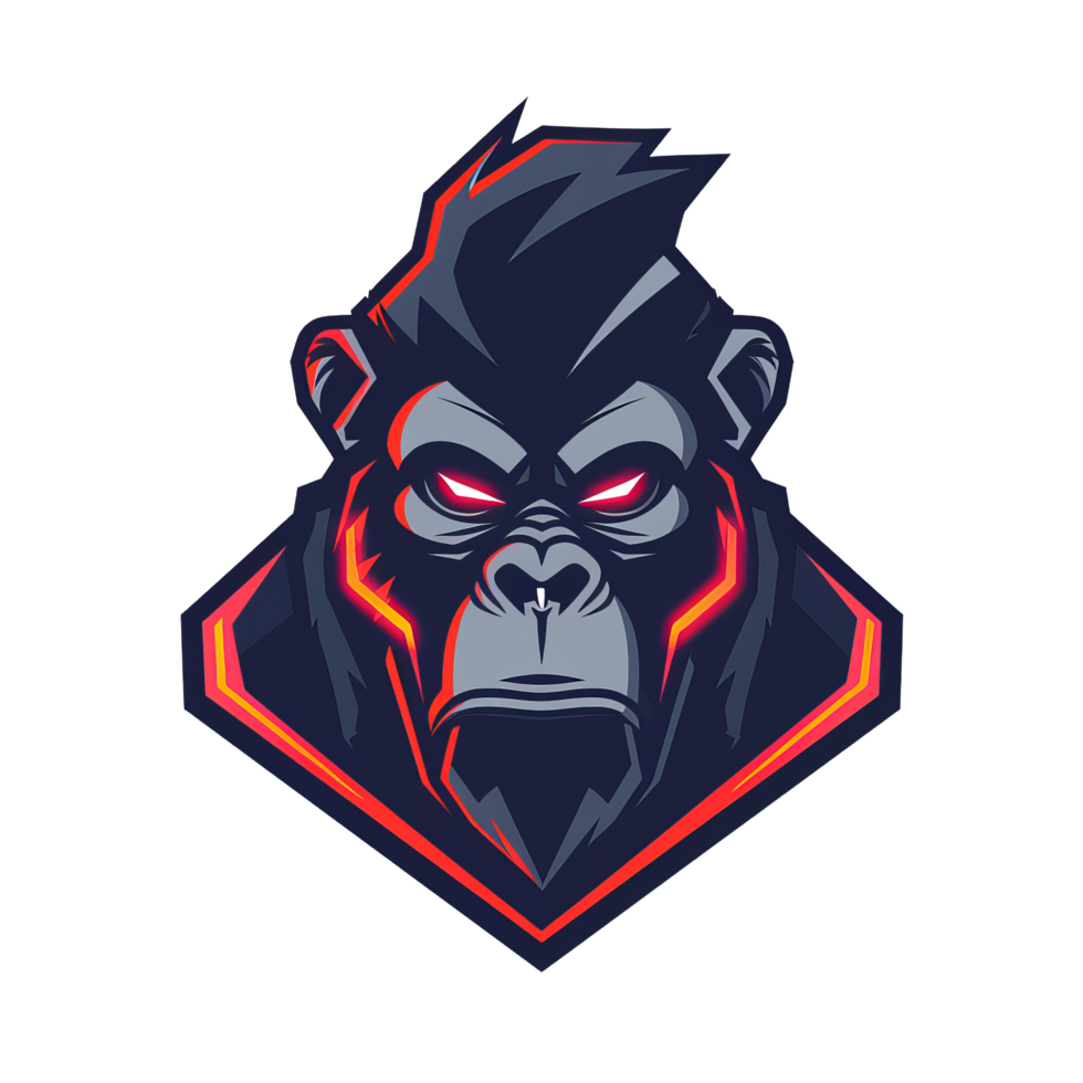 Gritty gorilla mascot with a fierce glare png