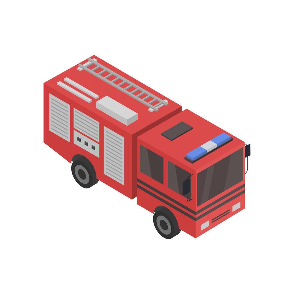 Isometric fire truck vector