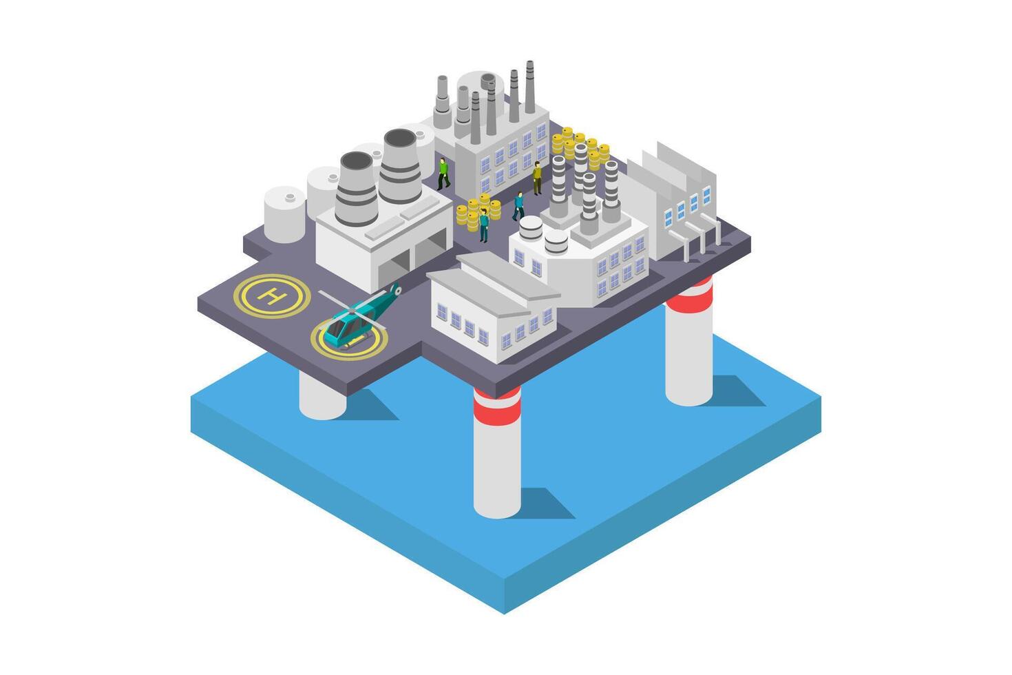 Illustrated isometric oil rig vector