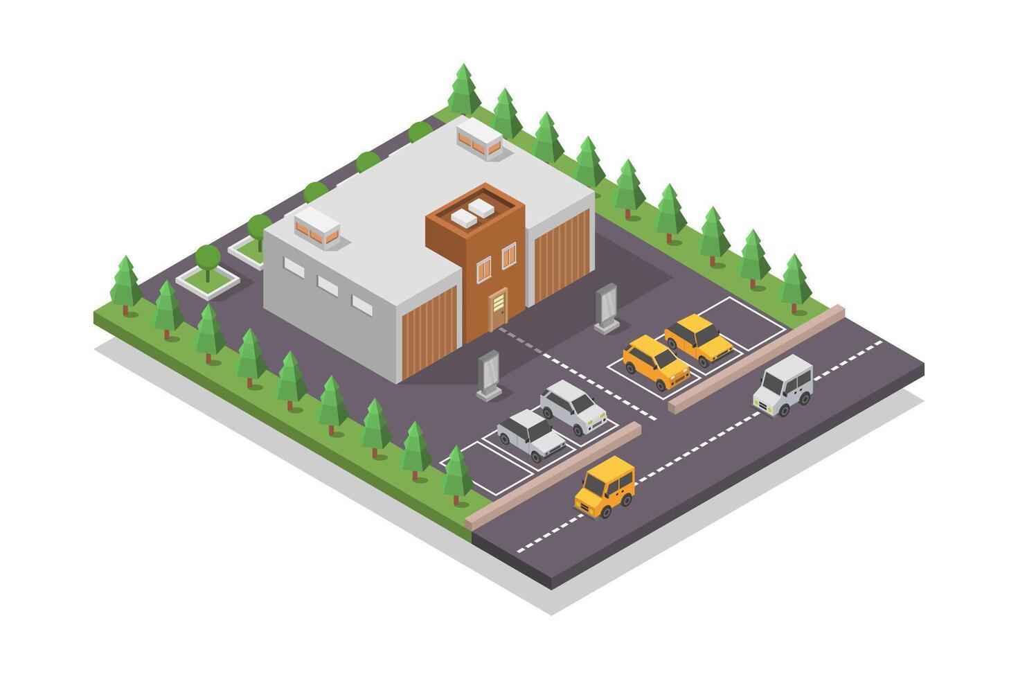 Illustrated isometric bakery shop building vector