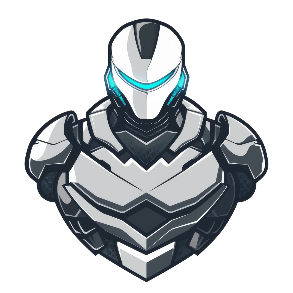 Futuristic warrior with glowing visor and sleek armor png