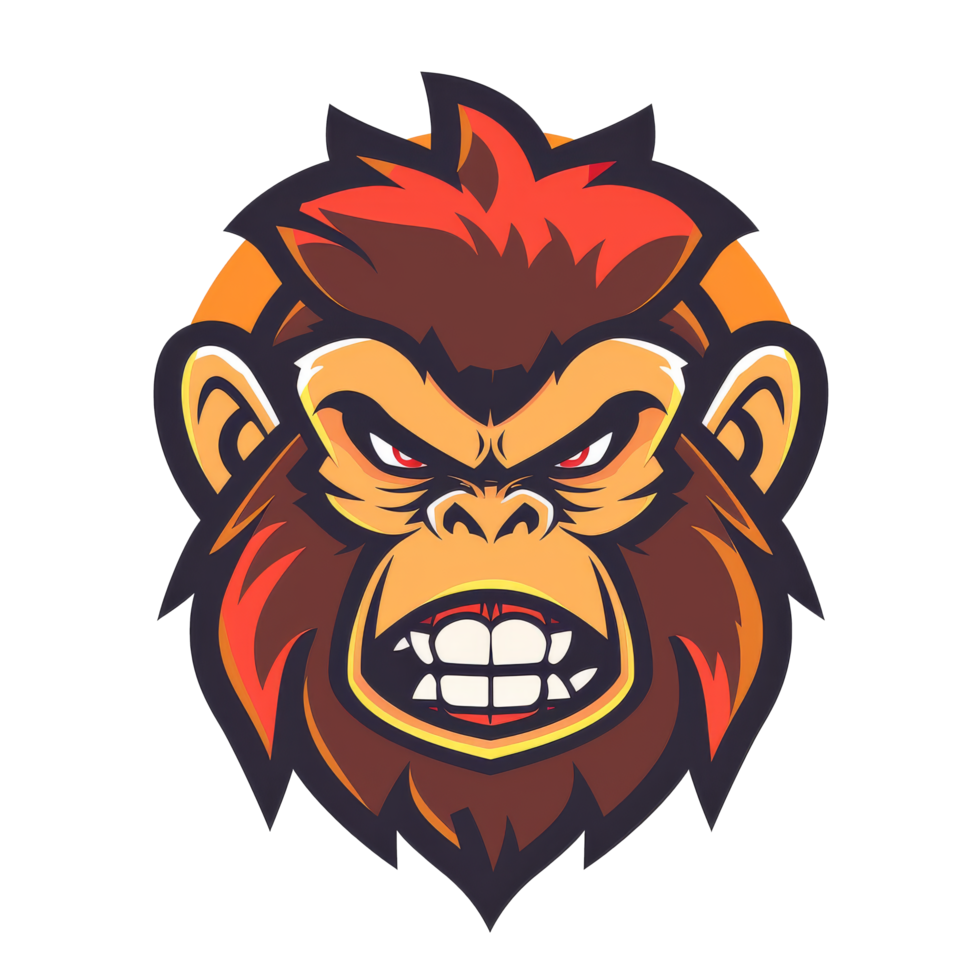 Intense monkey face with a fierce expression png