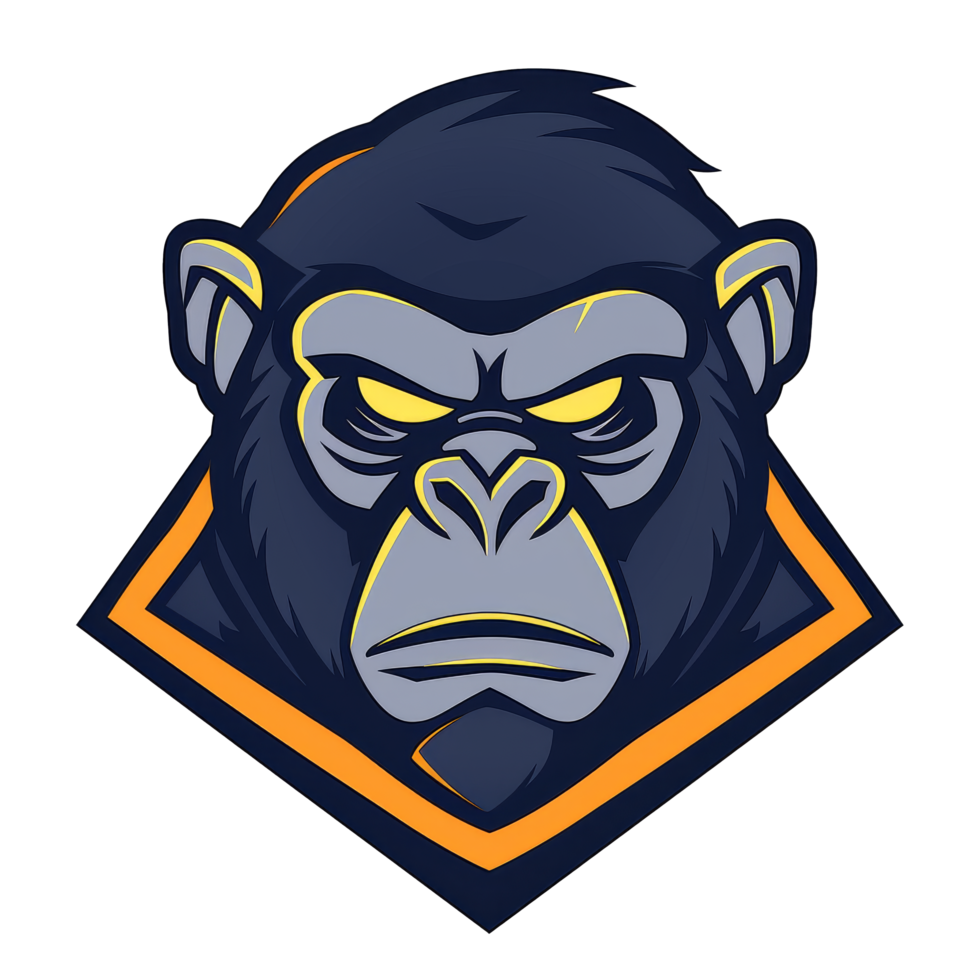 Intense gorilla mascot with a steely gaze png