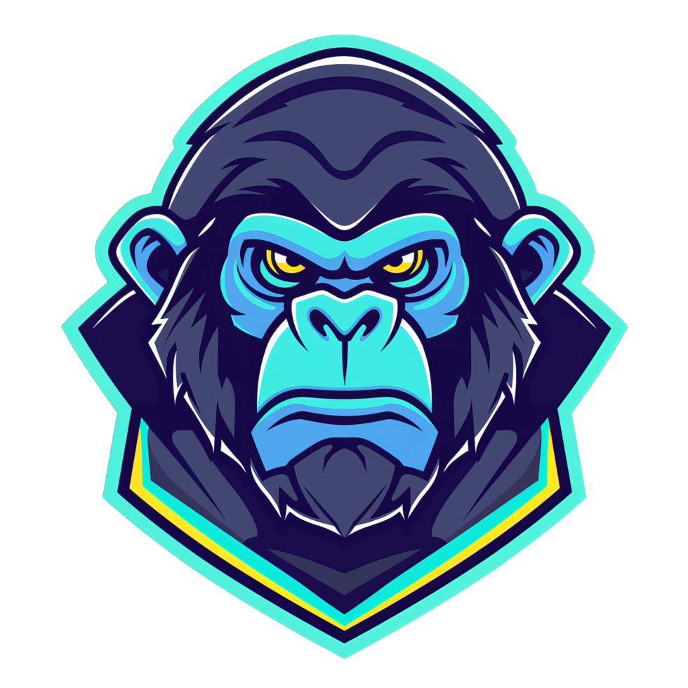 Intense gorilla with a steely gaze ready for action png