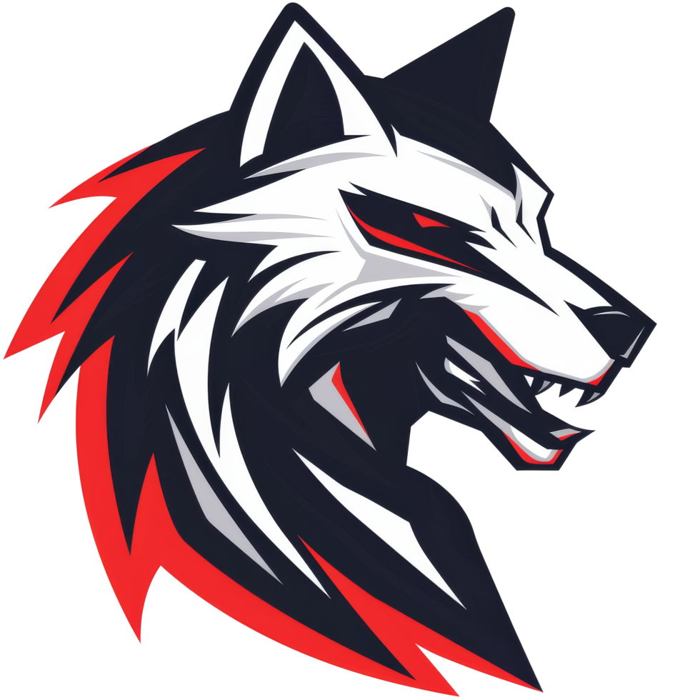 Fierce wolf mascot with a sharp striking design png