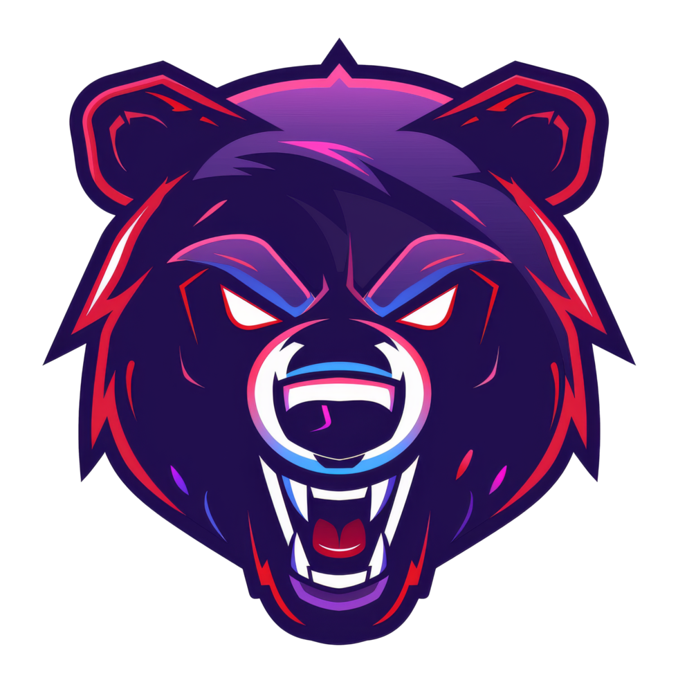Intense bear mascot with a fierce expression png