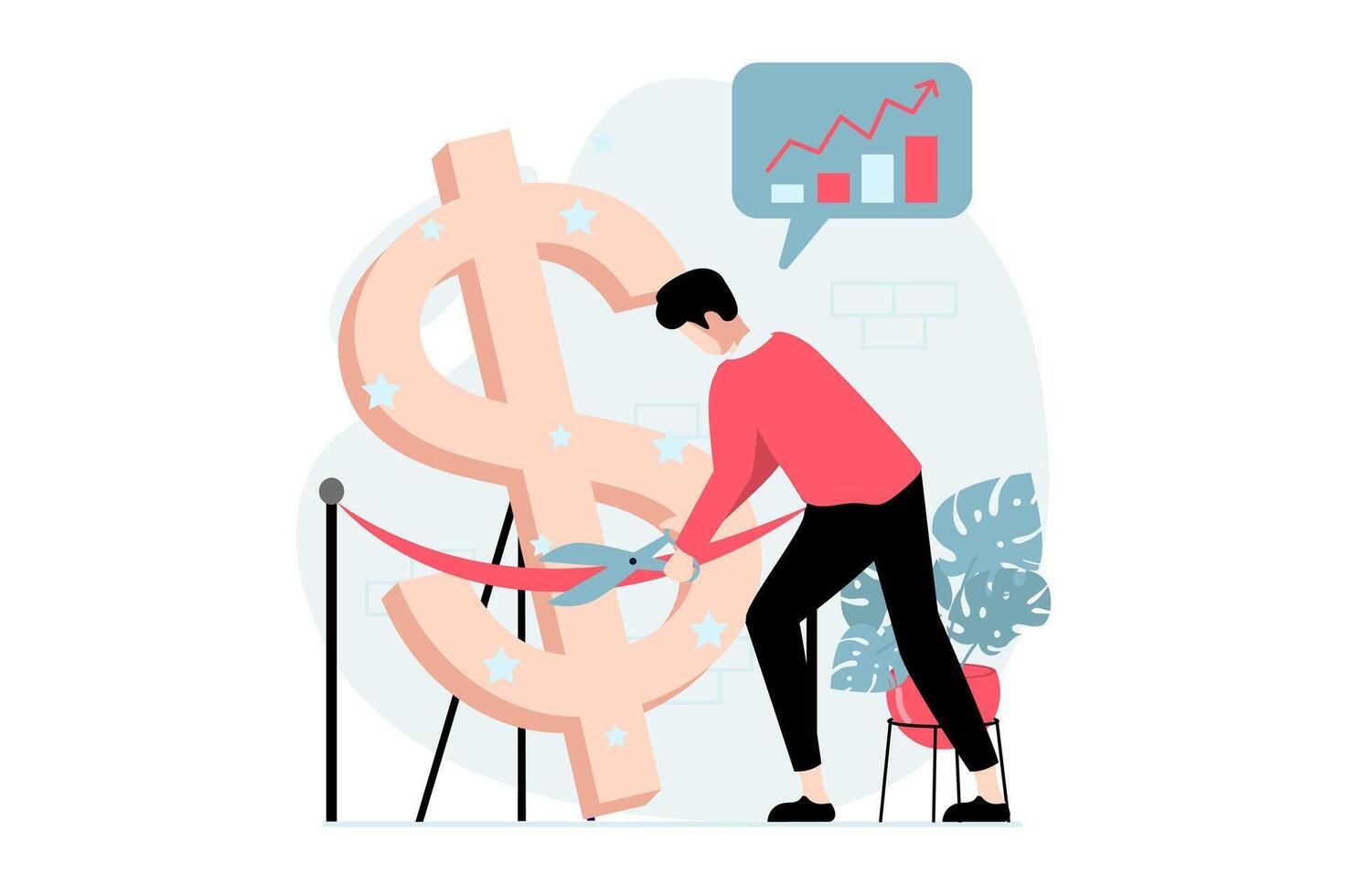 Business making concept with people scene in flat design. Businessman successfully develops company, increases sales performances and income. illustration with character situation for web vector