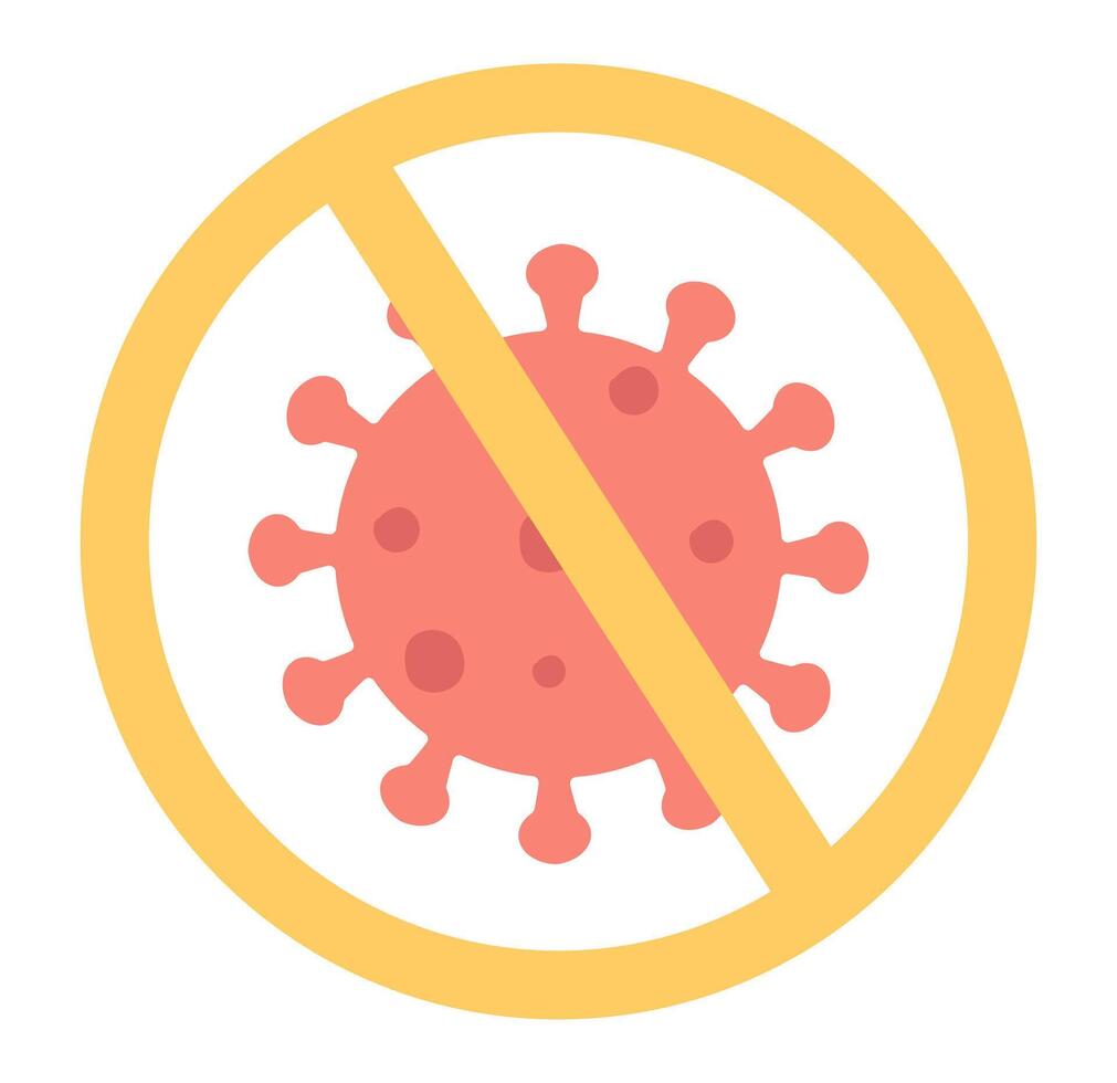 Stop virus sign in flat design. Disease caution, quarantine and protection. illustration isolated. vector