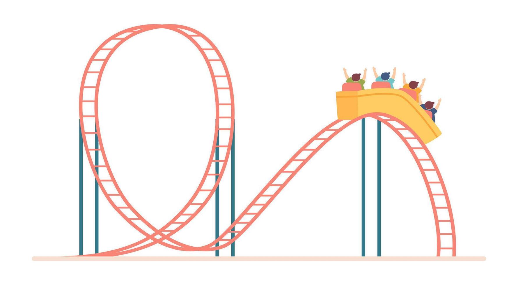 Roller coaster in flat design. Extreme attraction at amusement park. illustration isolated. vector
