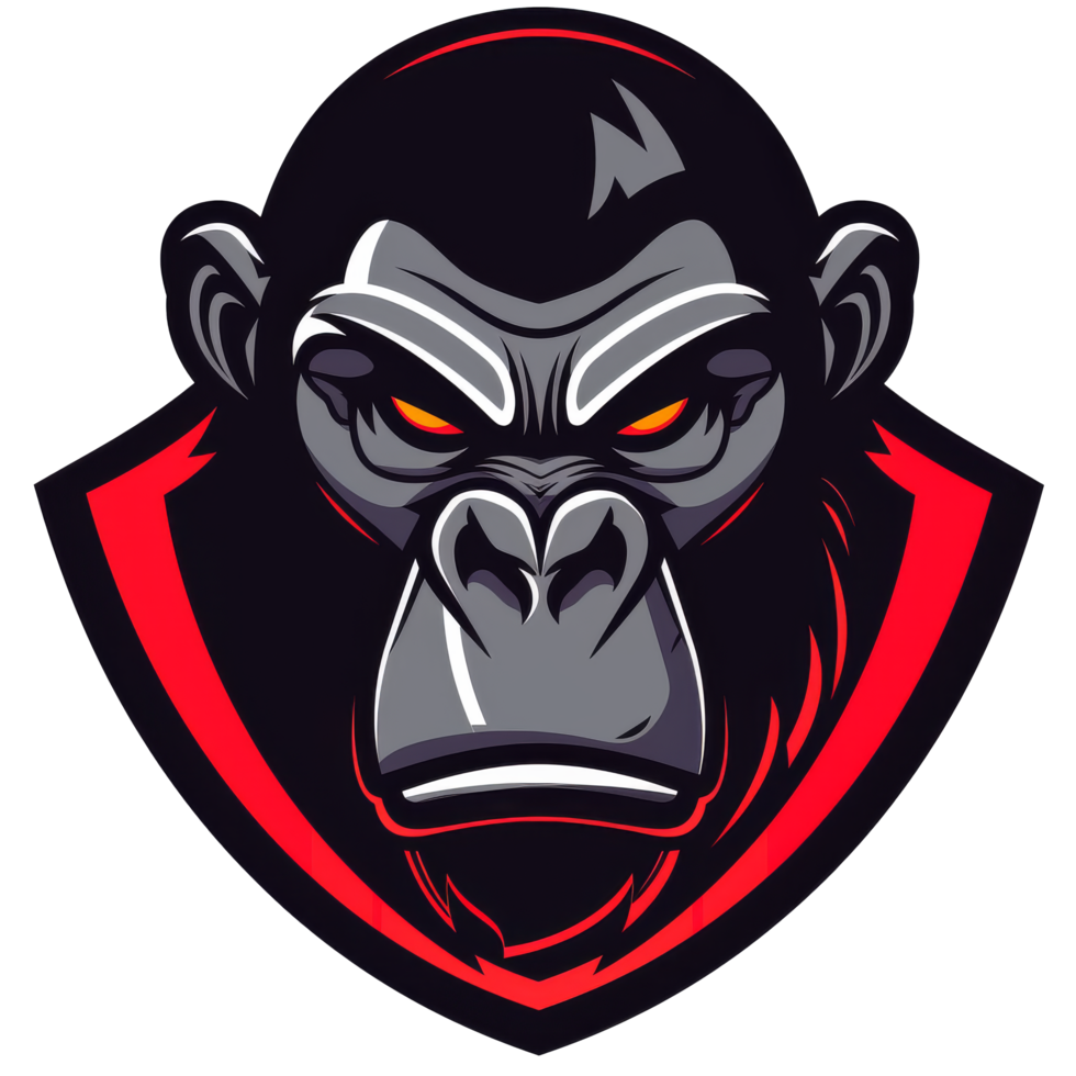 Fierce gorilla mascot with intense gaze png