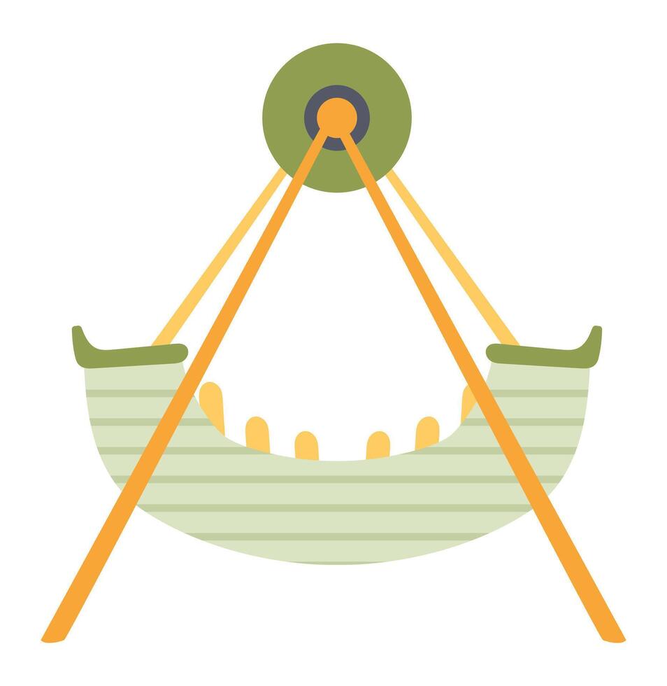 Carousel with ship in flat design. Viking boat attraction at amusement park. illustration isolated. vector