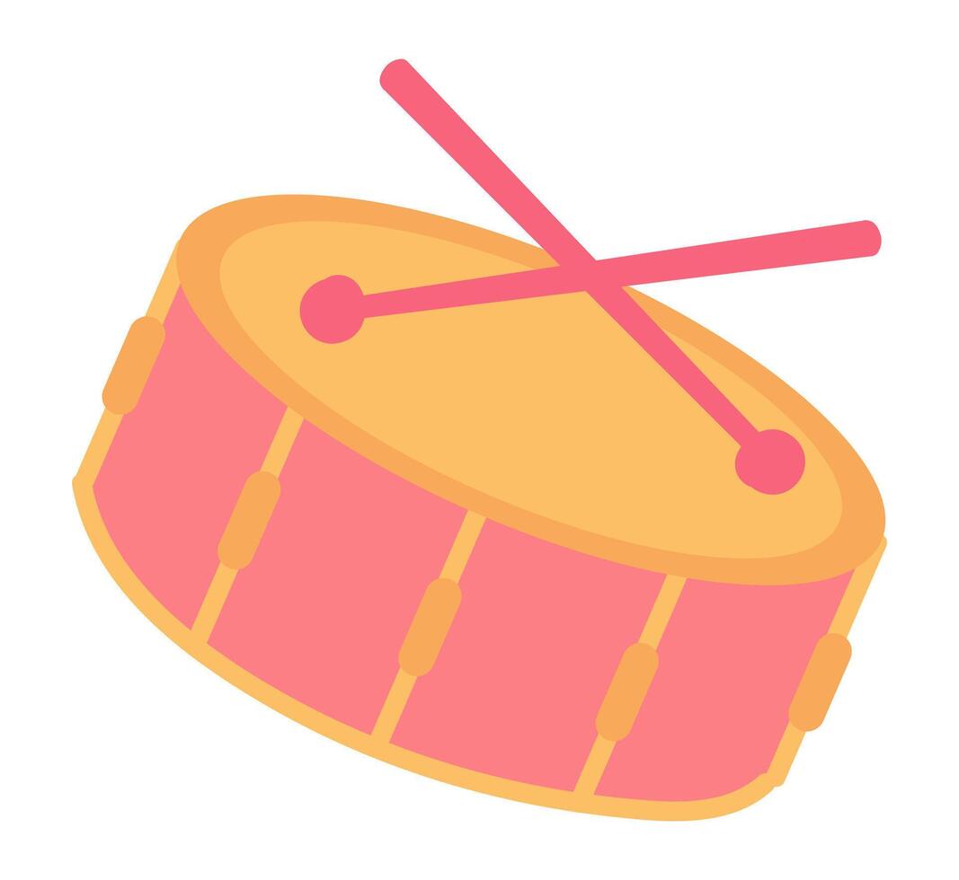 tambor y de madera baquetas en plano diseño. musical percusión instrumento. ilustración aislado. vector