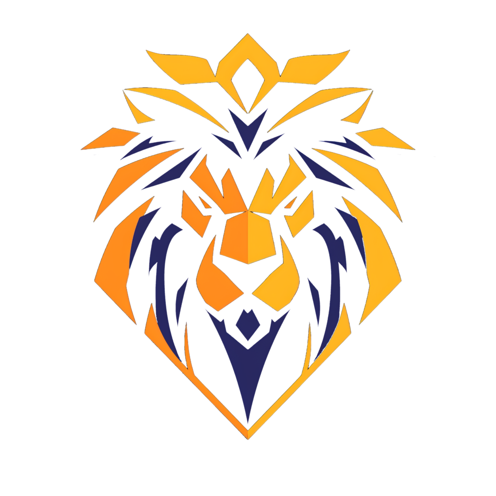 Fiery lion emblem radiating strength and royalty png