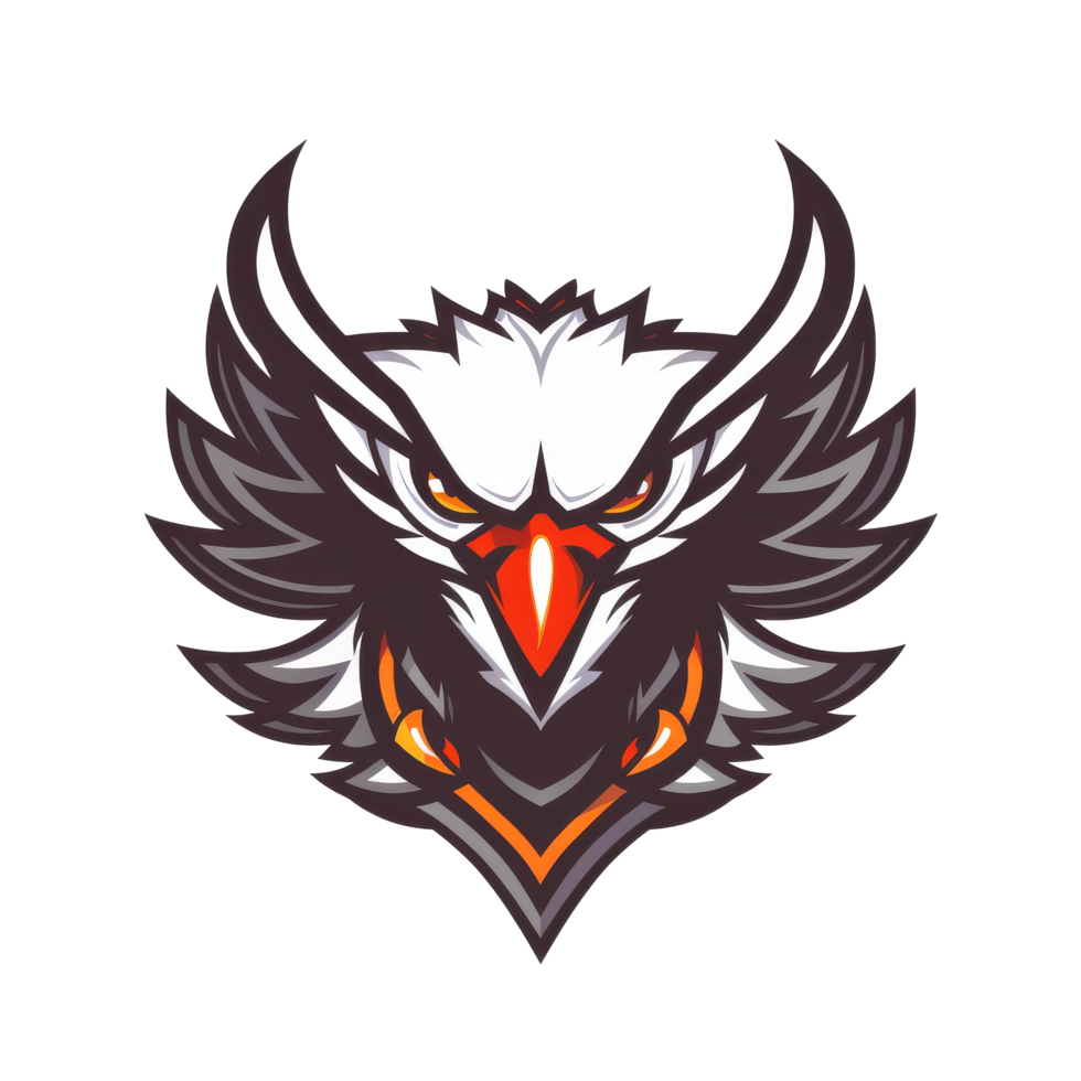 Fierce eagle emblem with intricate feather design png
