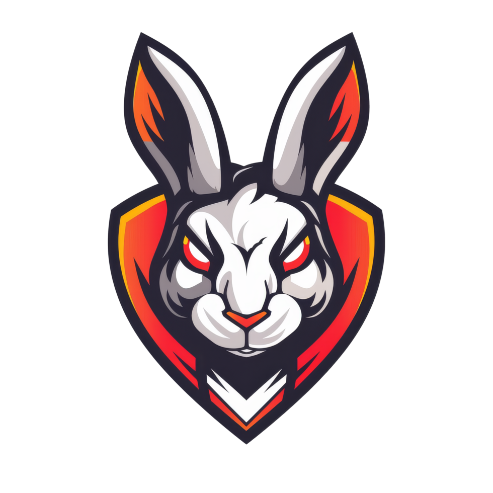 Fierce rabbit mascot with a fiery edge png