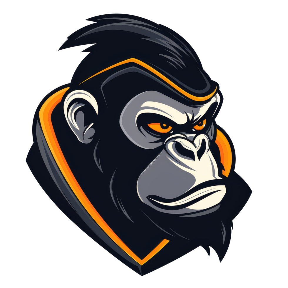 Fierce gorilla mascot with a stern look png