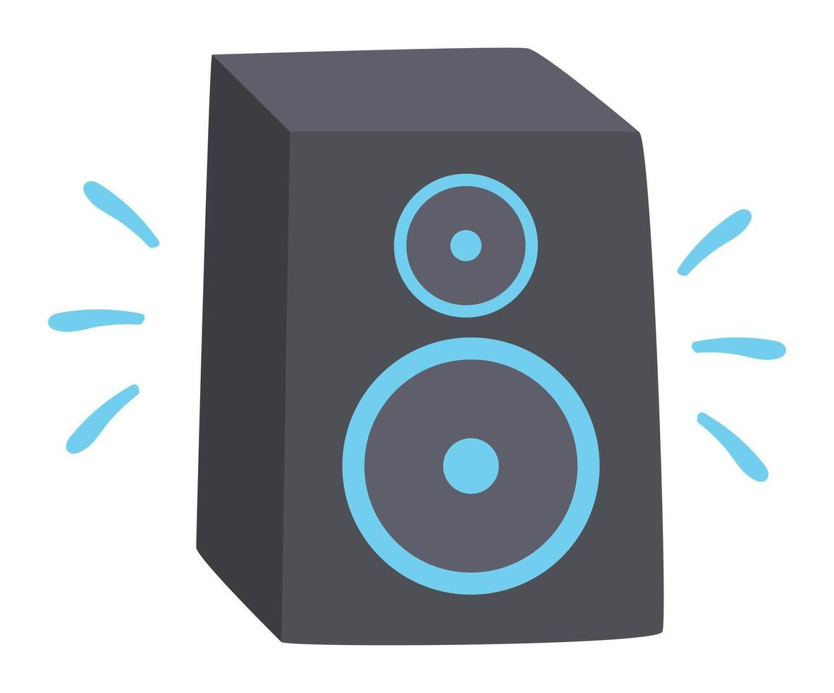 Musical speaker in flat design. Audio loudspeaker with stereo system. illustration isolated. vector