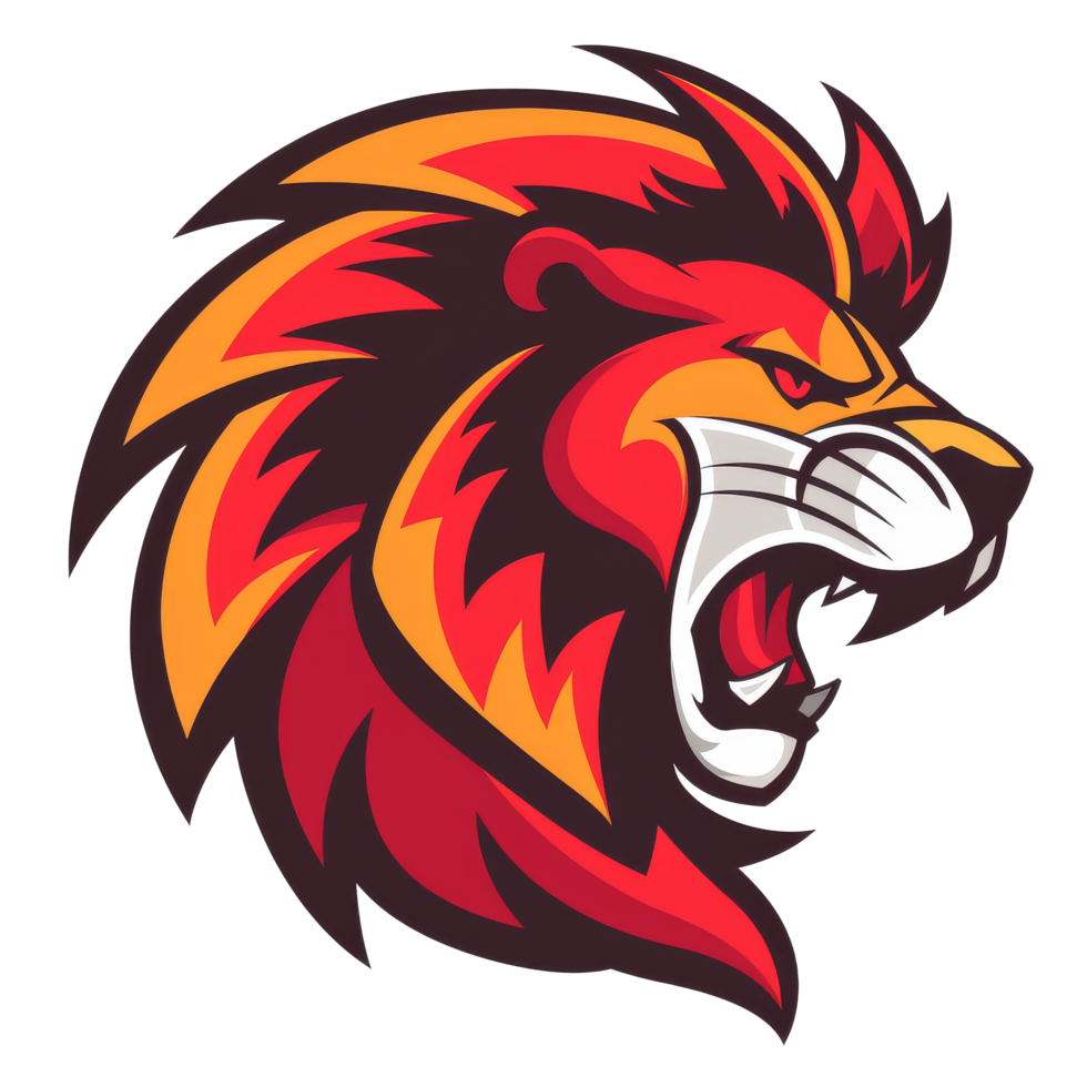 Fiery lion mascot roaring with intensity png