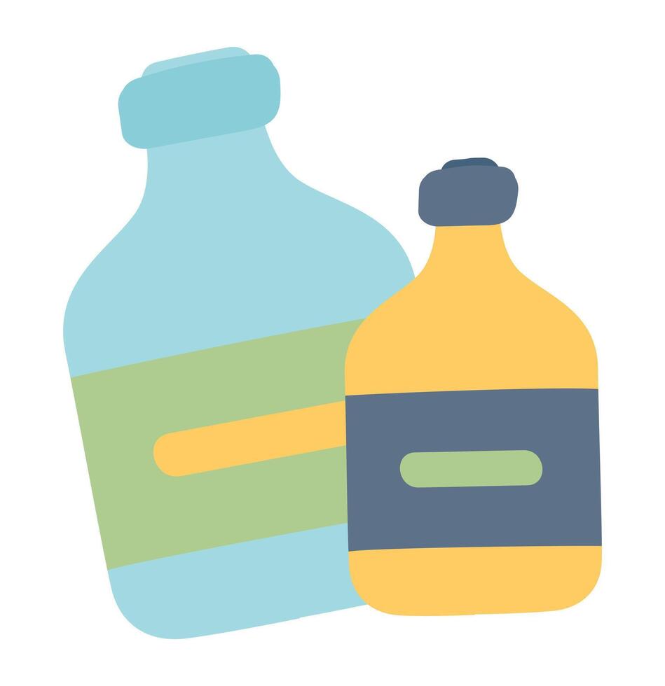 Medicines bottles in flat design. Containers with supplements or drugs. illustration isolated. vector