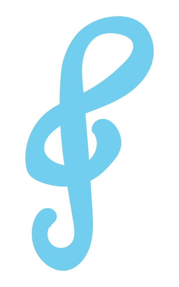Treble clef in flat design. Musical note, classical music signature. illustration isolated. vector