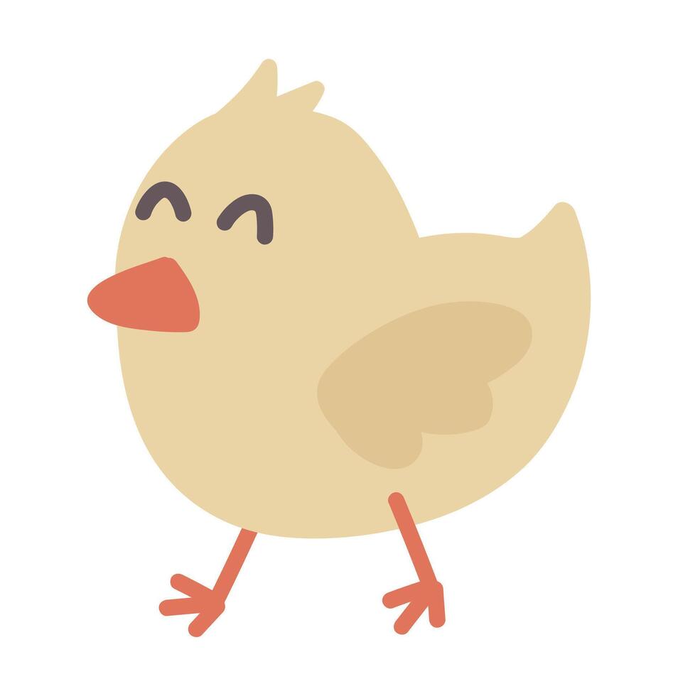 Cute little chicken in flat design. Happy domestic pet at rural farm. illustration isolated. vector