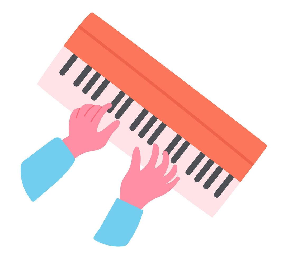 piano teclado en plano diseño. pianista jugando en musical instrumento. ilustración aislado. vector