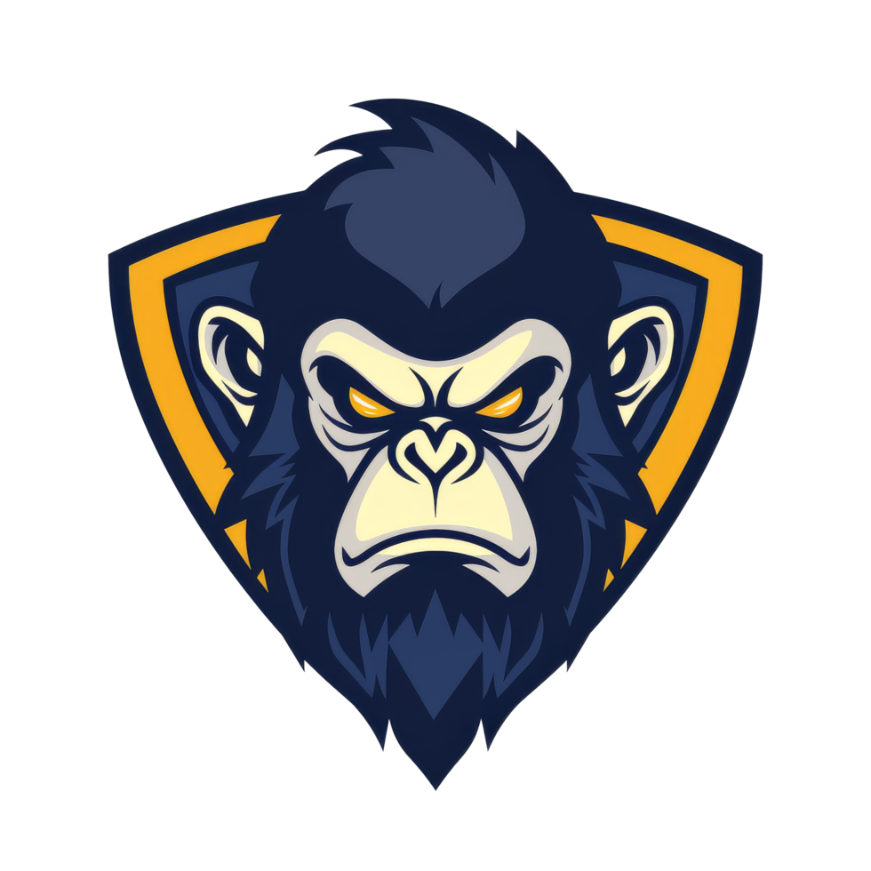 Fierce gorilla emblem with a determined glare png