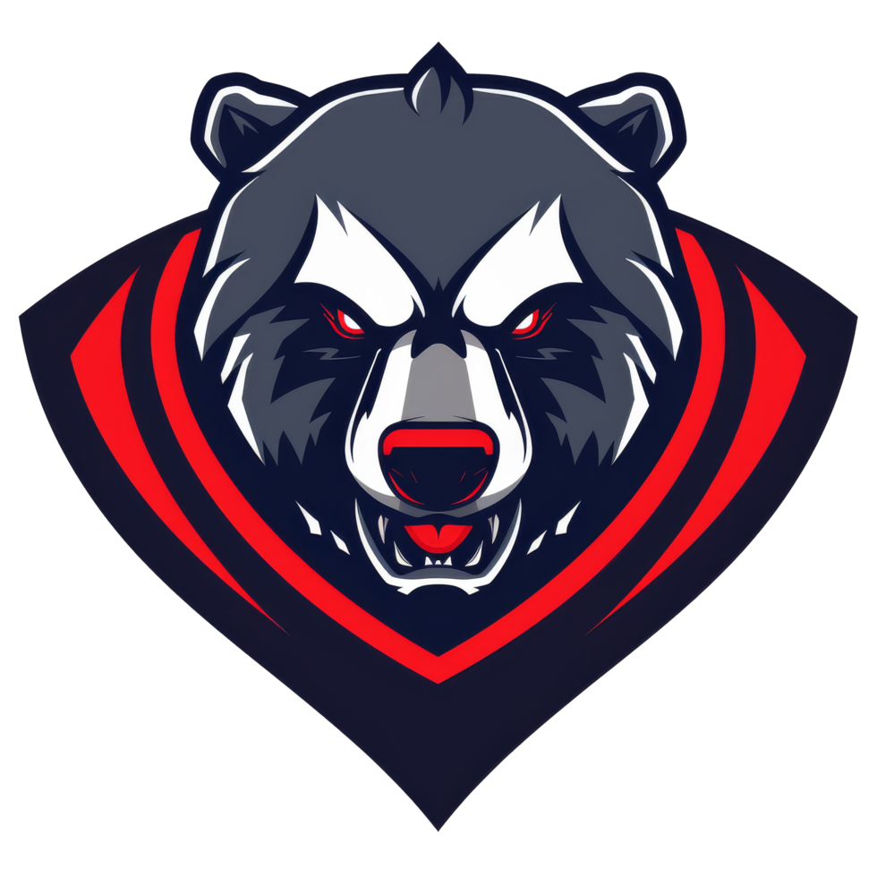 Ferocious bear emblem with a fiery gaze png