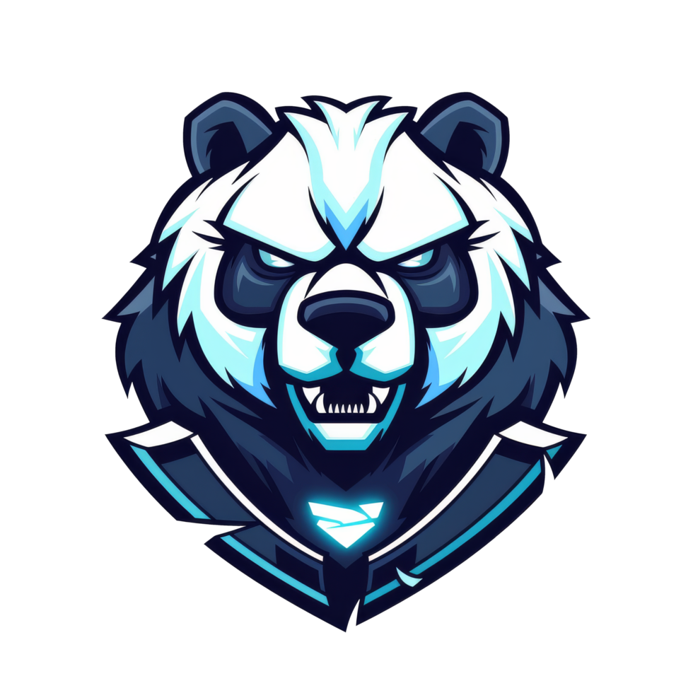 An intense stylized bear mascot with a fierce gaze png