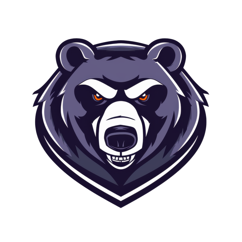 Fierce bear head mascot with a determined glare png